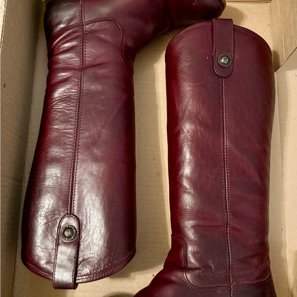 Leather Frye Boots Size 7.5 | Melissa Button Style | Bordeaux color